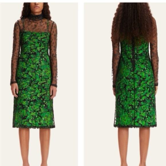 Stine Goya Lydia Slip Dress in Pointilism Green Floral Size Small NWT - Picture 3 of 12